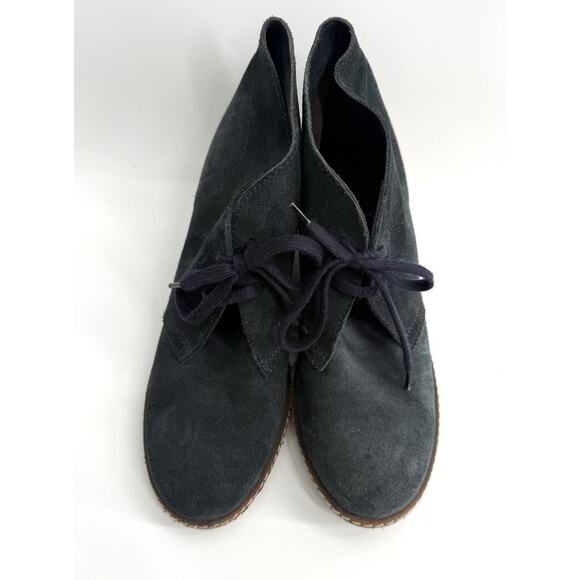 J. Crew MacAlister Woman's Wedge Heel Ankle Bootie Suede Leather Boho Navy 7 - Picture 4 of 7